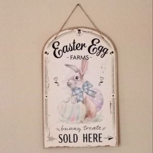 All🐥3/$25🐰"Easter Egg Sold Here" Wooden Easter Wall Art Decor NWT